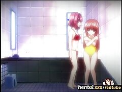 İki genç lezbiyen kız duşta oyna - hentaixxx