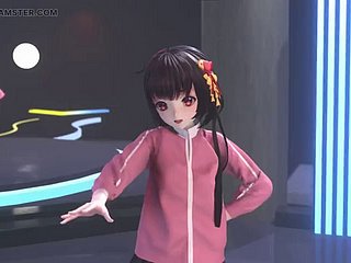 Linda chica bailando en falda y medias + desvestimiento puristic (3d hentai)
